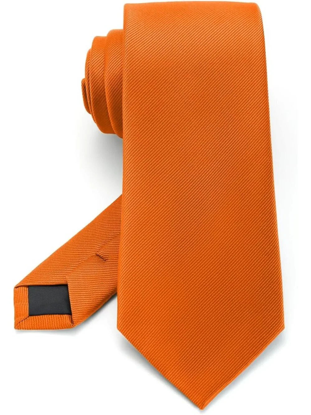 Men's Orange Twill Diagonal Textured Silk Formal Necktie For Business Dress